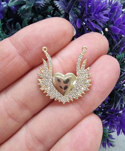 Kanatli Kalp Zirkon Tasli Kolye Ucu 501