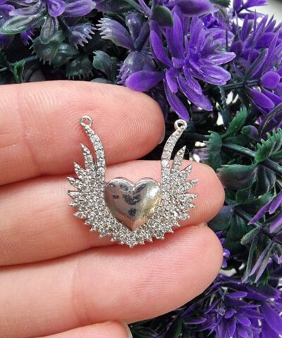 Kanatli Kalp Zirkon Tasli Kolye Ucu 502