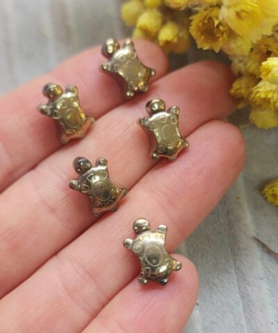 Kaplumbaga Hematit Dogal Tasi Soft Gold