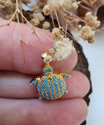 Kaplumbaga Zirkon Tasli Kolye Ucu 3