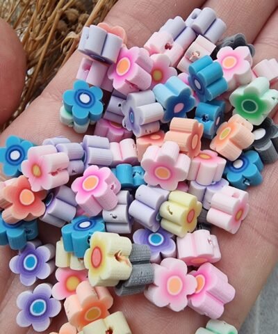 Karışık Renkli Çiçek Fimo Obje