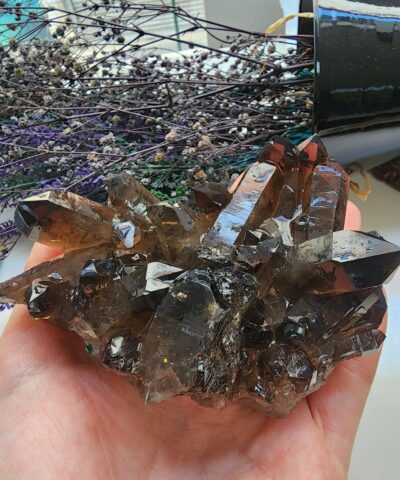 Kayaç Dumanlı Kuvars Kristalleri Doğal Taş