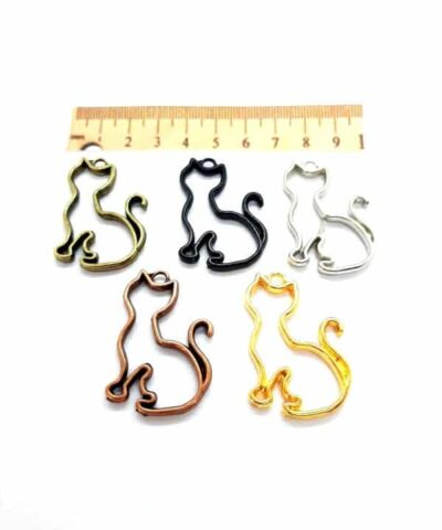 Kedi Epoksi Kalıbı Metal Kolye Ucu