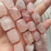 Kesimli Dikdörtgen Pembe Kuvars Doğal Taş