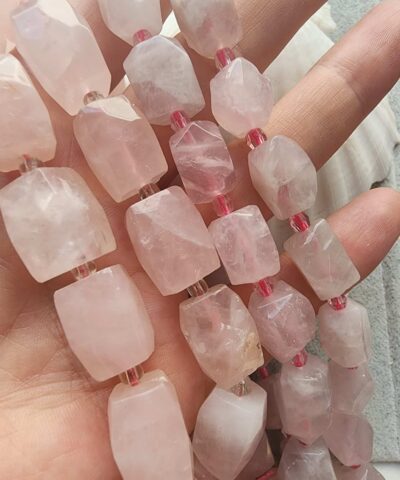 Kesimli Dikdörtgen Pembe Kuvars Doğal Taş