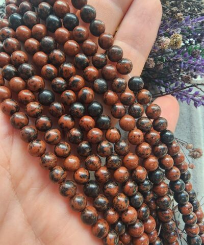 Kırmızı Siyah Obsidyen Taşı Çeşitleri - 6 MM