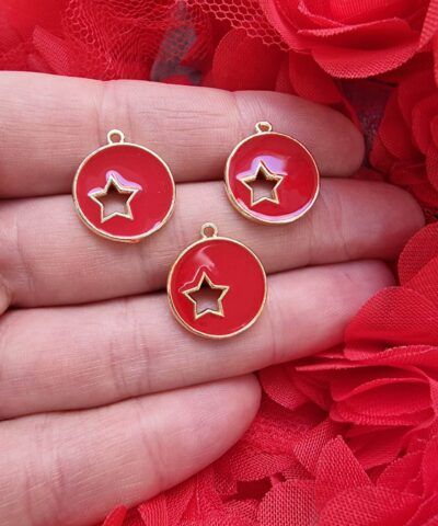 Kirmizi Yildiz Bosluklu Kolye Ucu 2