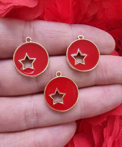 Kirmizi Yildiz Bosluklu Kolye Ucu 3
