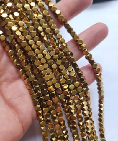 Kosesiz Kup 4x4 Hematit Dogal Tas Gold