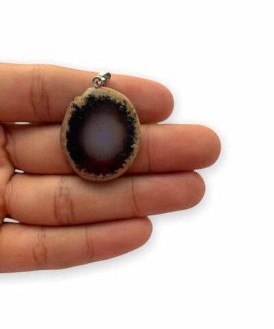 Koyu Kaverengi Akik Dogal Tas Kolye Ucu