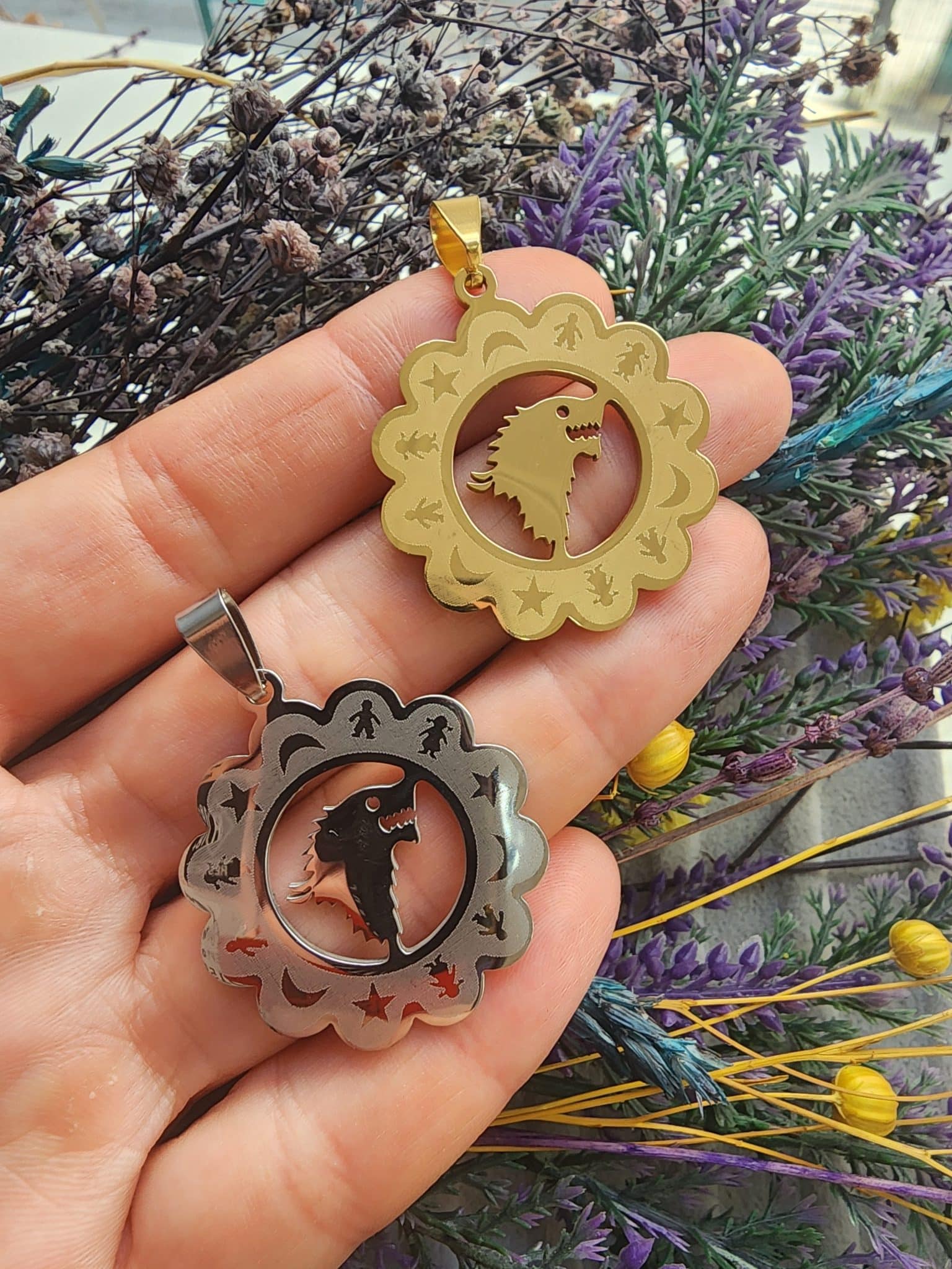 Kurt Zirkon Taşlı Çelik Kolye Ucu