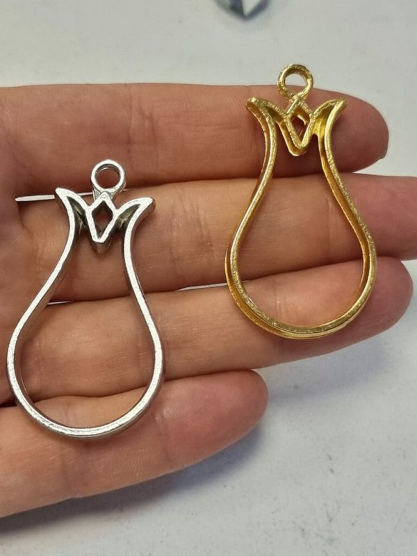 Lale Epoksi Kalıbı Metal Kolye Ucu