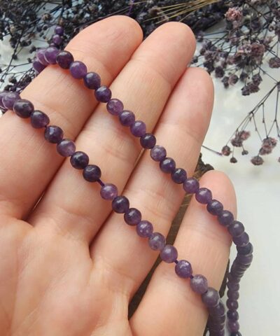 Lepidolite Dogal Tas Dizi 4 Mm