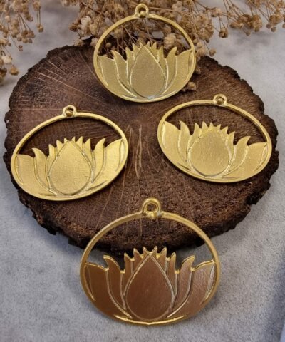 Lotus Çiçeği Kolye Ucu Takı Aparatı Altın Kaplama