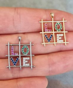 Love Zirkon Renkli Taşlı Kolye Ucu