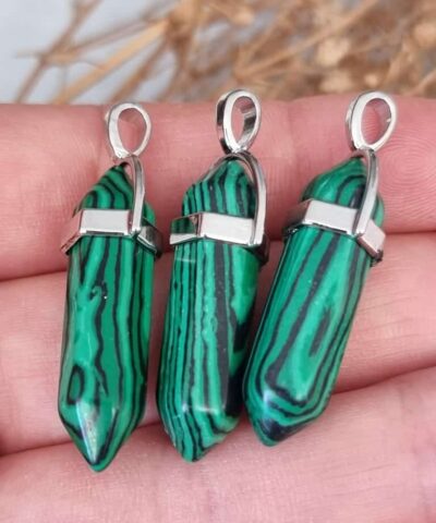 Malahit Pandul Dogal Tas Kolye Ucu