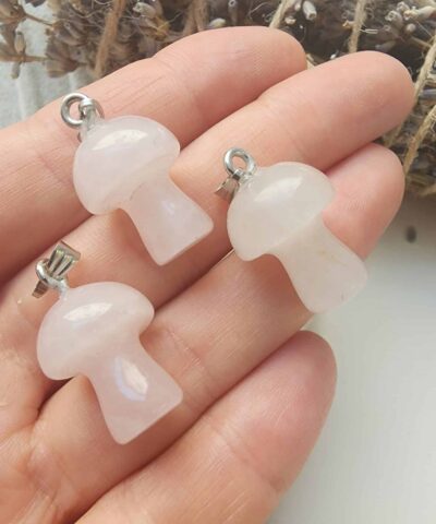 Mantar Pembe Kuvars Tasi Kolye Ucu 2