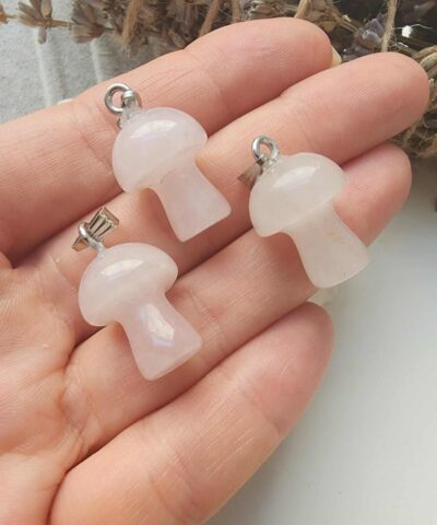 Mantar Pembe Kuvars Tasi Kolye Ucu 3