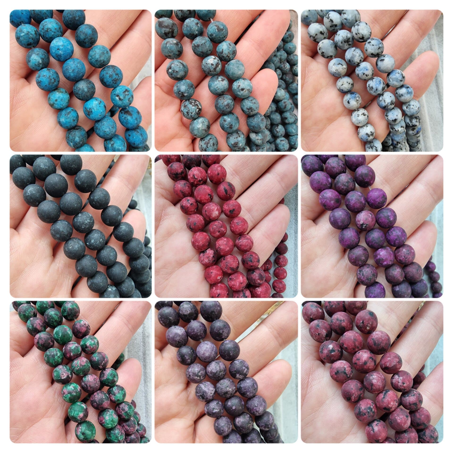 Mat Dogal Tas Boncuk Cesitleri 8 Mm