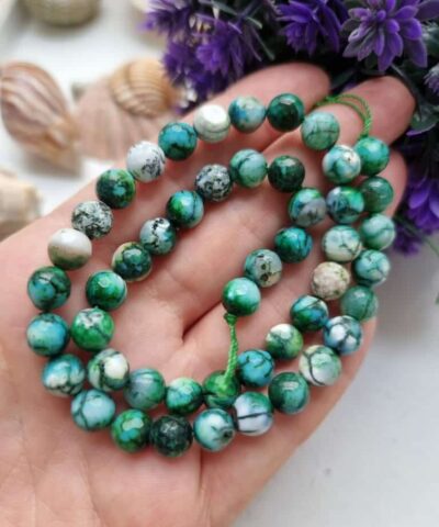 Mat Turkuaz Akik Dogal Tas Faset Kesim 8 Mm