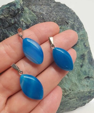 Mekik Mavi Akik Taşı Kolye Ucu