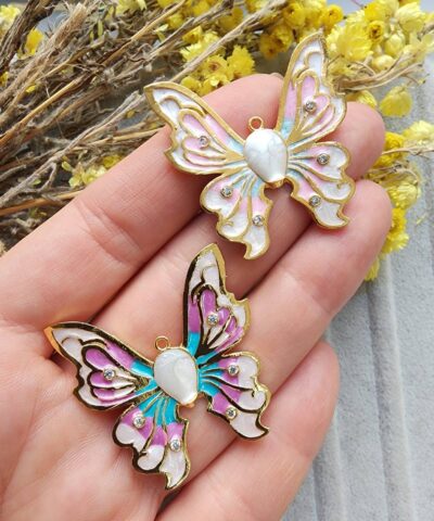 Mineli Kelebek Kolye Ucu