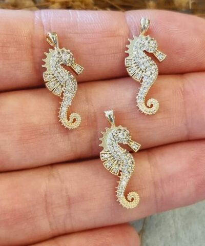 Mini Deniz Ati Zirkon Tasli Kolye Ucu