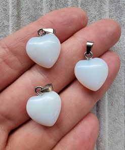 Mini Kalp Opal Taşı Kolye Ucu