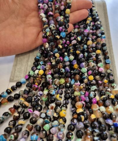 Mix Akik Dogal Tas Faset Kesim 8 Mm