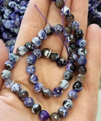 Mor Akik Dogal Tas Faset Kesim 8 Mm