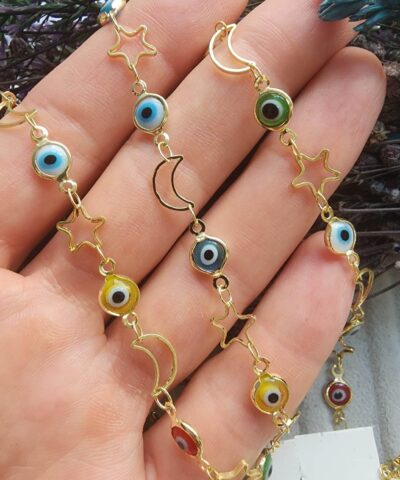 Nazarlı Boncuklu Renkli Takı Zinciri - 503