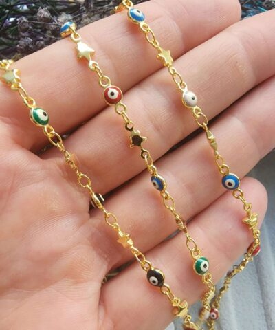 Nazarlı Boncuklu Renkli Takı Zinciri - 506