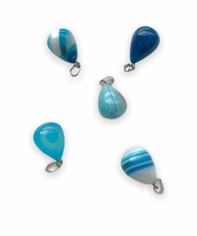 Okyanus Mavisi Damla Dogal Tas Kolye Ucu