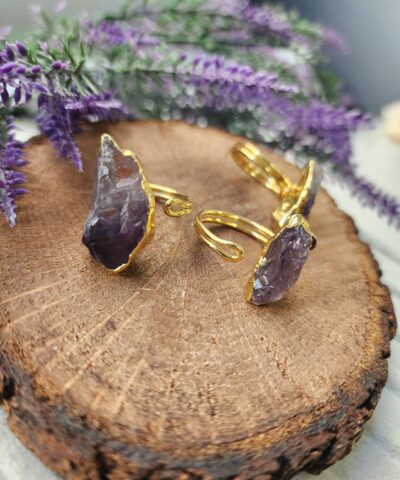 Oval Ametist Yuzuk Dogal Tas 2