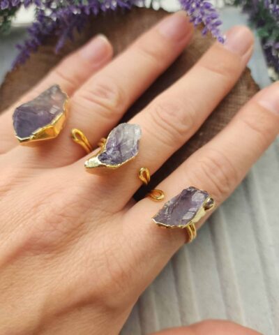 Oval Ametist Yuzuk Dogal Tas