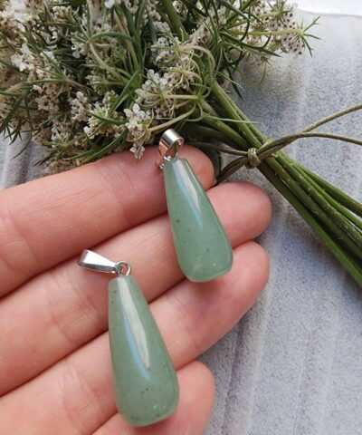 Oval Damla Aventurin Tasi Kolye Ucu