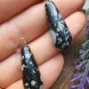 Oval Damla Karli Obsidyen Tasi Kolye Ucu