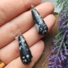 Oval Damla Karli Obsidyen Tasi Kolye Ucu 2