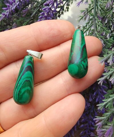 Oval Damla Malahit Tasi Kolye Ucu 2