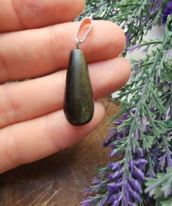 Oval Damla Obsidyen Taşı Kolye Ucu