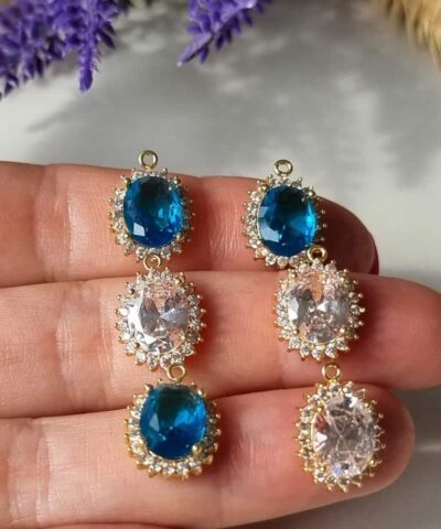 Oval Kristal Zirkon Tasli Kolye Ucu 14 Mm 2