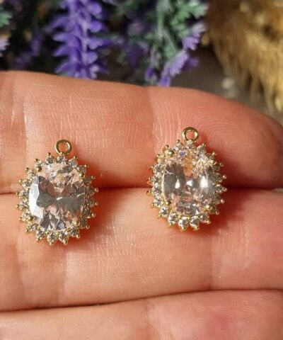 Oval Kristal Zirkon Tasli Kolye Ucu 14 Mm 502