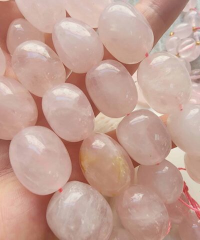 Oval Pembe Kuvars Dogal Tas Aaa 16 Mm