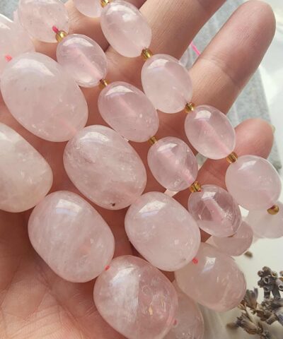 Oval Pembe Kuvars Dogal Tas Aaa