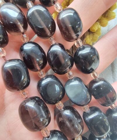 Oval Tambur Dumanli Kuvars Dogal Tasi 3