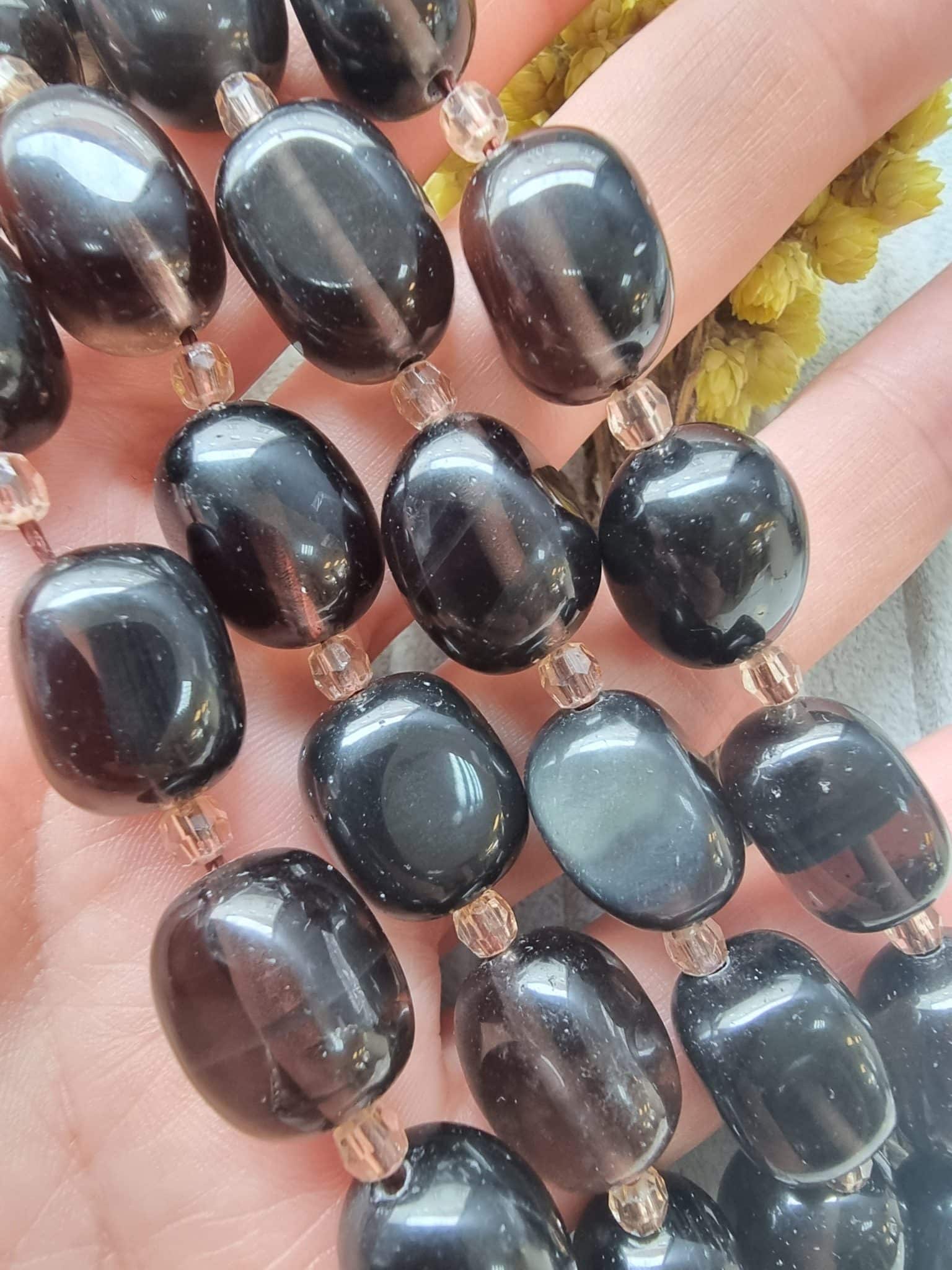 Oval Tambur Dumanli Kuvars Dogal Tasi 3