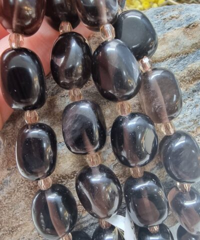 Oval Tambur Dumanli Kuvars Dogal Tasi