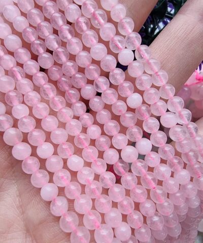 Pembe Kuvars Dogal Tas Dizi 4 Mm