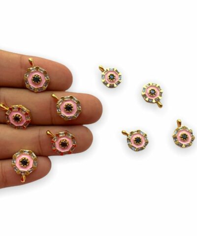 Pembe Mineli Tasli Kolye Ucu