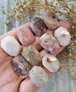 Pembe Opal Fasetli Şekilli Doğal Taş